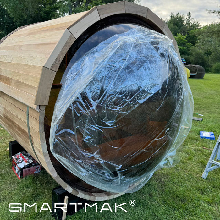 Smartmak® 4 People Barrel Sauna Outdoor Steam Sauna With Panoramic View Window - Barrel 5